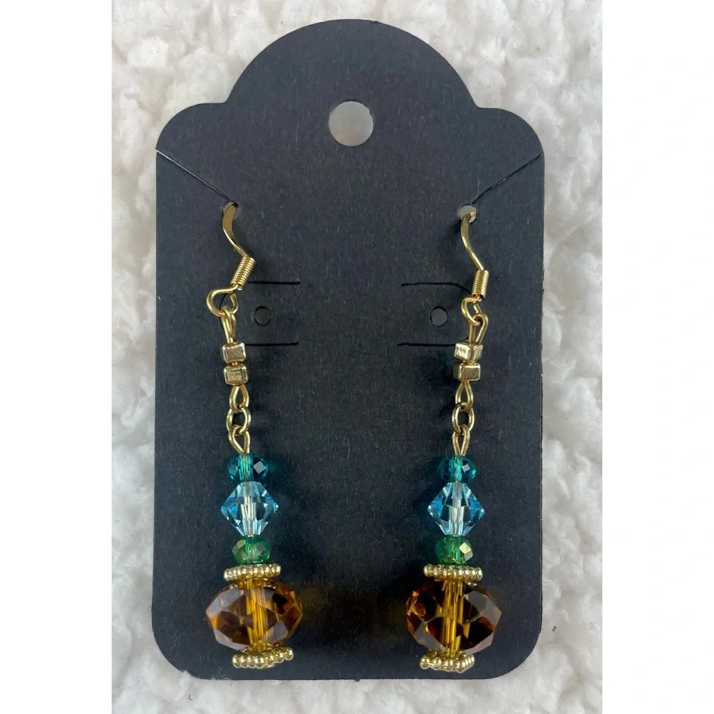 (NWOT) Blue/Green/Orange/Gold Firefly Necklace w/ Matching Drop Earrings - Picture 10 of 15